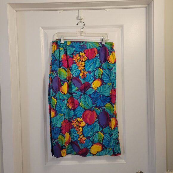 Vintage Retro-Print Vibrant Colourful Jaeger Set - Skirt and Blouse Set - Floral - Picture 5 of 15